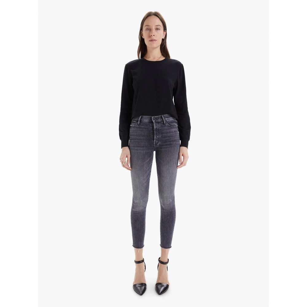 MOTHER The Stunner Ankle‎ Fray Skinny Jeans Dark Wash Raw Hem Size 26